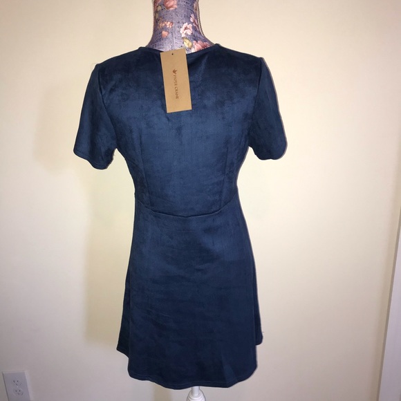 Lace-Up Sueded Dress - Picture 4 of 5
